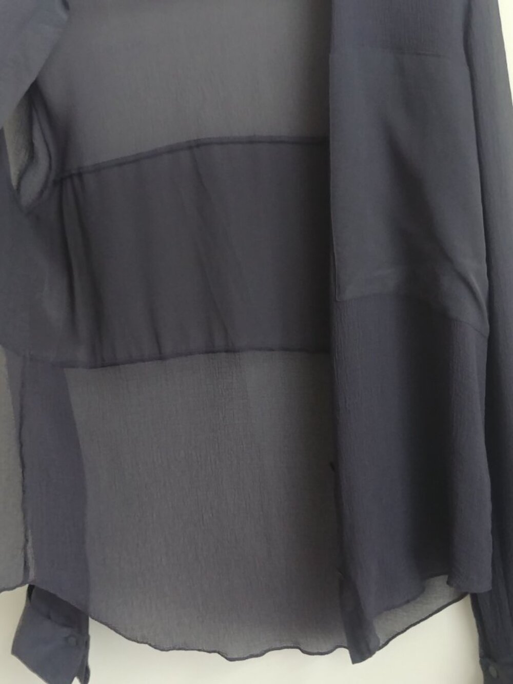 T by Alexander Wang 100% silk semi sheer black button down shirt top Small - Picture 10 of 16